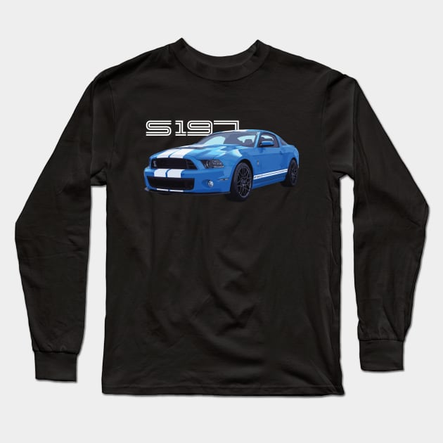 S197 SHELBY GT500 COBRA Mustang GT 5.0L V8 GRABBER BLUE Long Sleeve T-Shirt by cowtown_cowboy